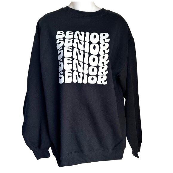 Gildan Heavy Blend Black "Senior" Sweatshirt M - Picture 1 of 8